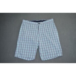 Tommy Bahama Men's Blue Plaid Nylon Performance Island Zone Shorts 32